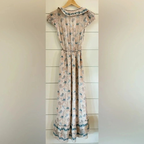 Chelsea & Violet Plisse Ruffle Deep V-Neck Long Smocked Tiered Maxi Dress - Picture 3 of 3